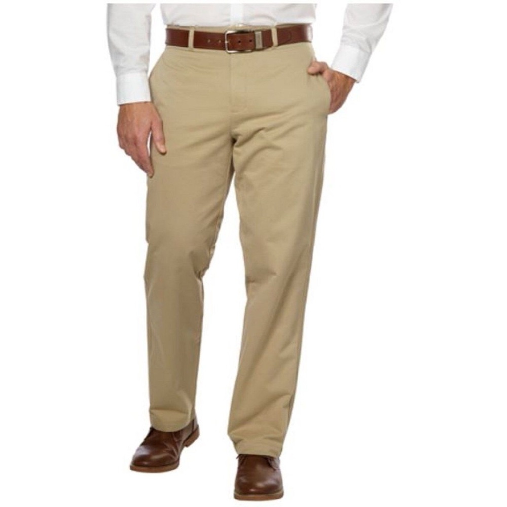 Calvin Klein Mens Khaki Chino Pants 32x32 Straight Leg Cotton Tan Flat Front NEW